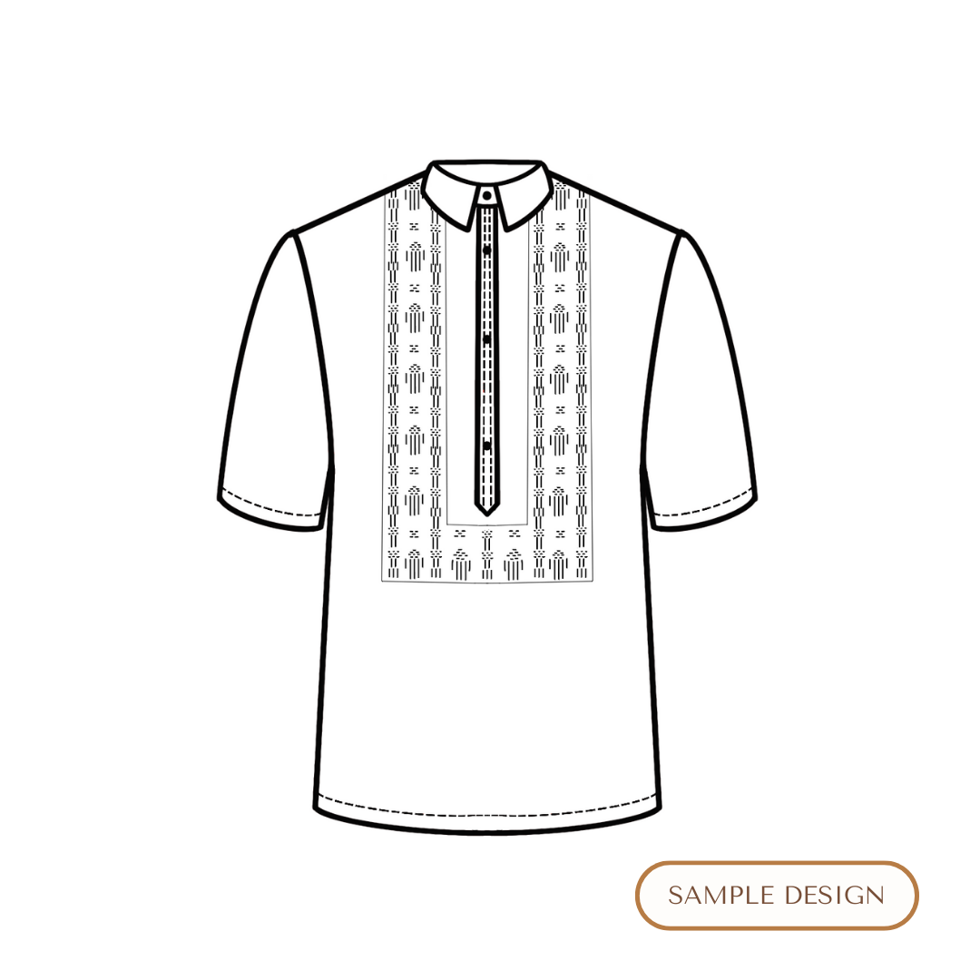 Iloilo Pre-Cut Polo Barong Cotton Hablon with Pattern