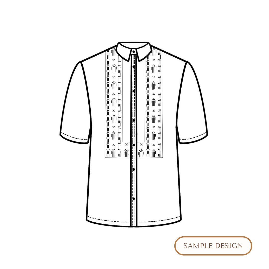 Iloilo Pre-Cut Polo Barong Cotton Hablon with Pattern